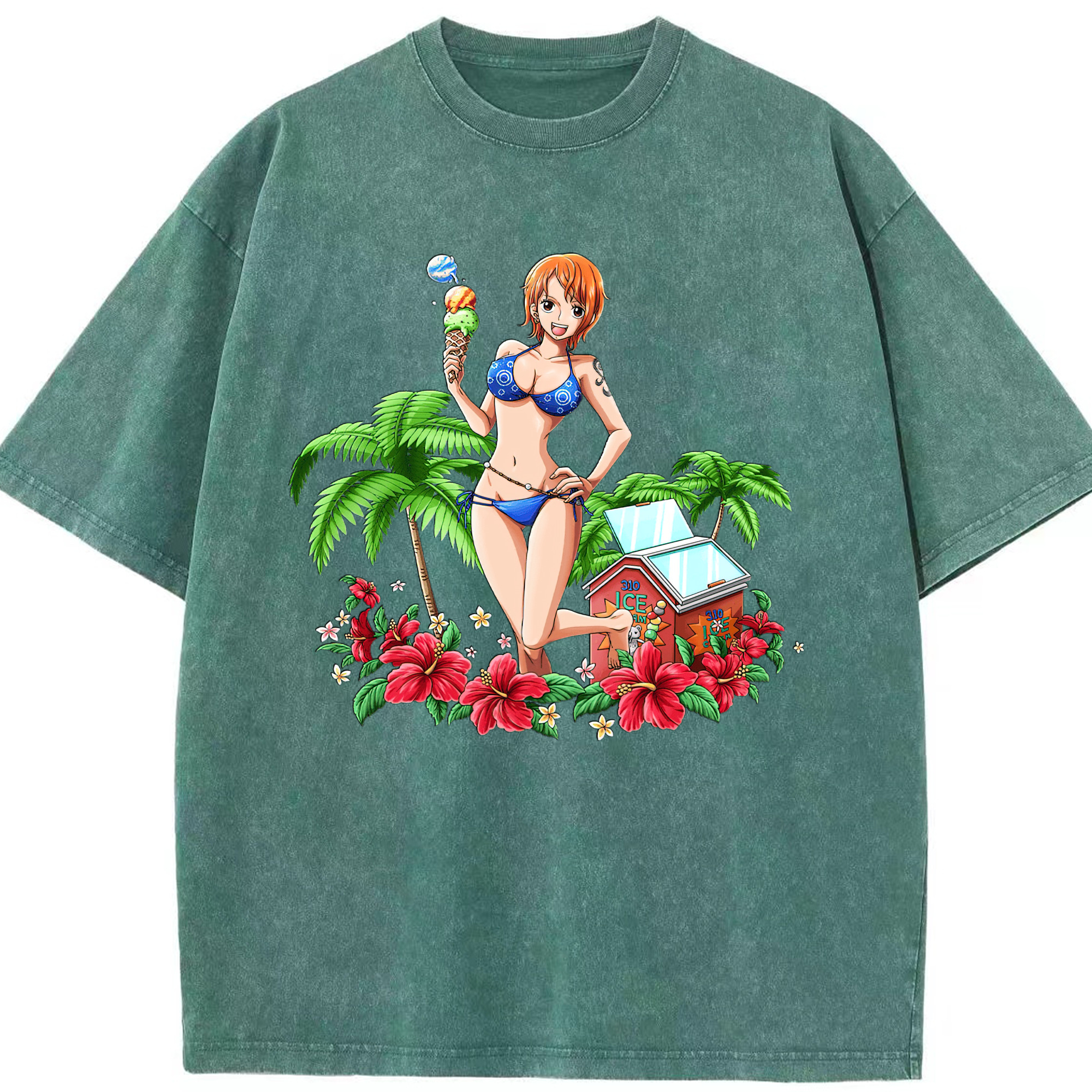 ワンピース ナミ ONE PIECE Nami 綿100% ヴィンテージ風 半袖Tシャツ（フロントプリント）